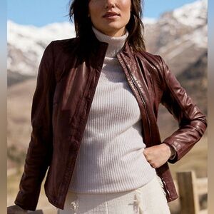 Women's Burgundy Leather Jacket